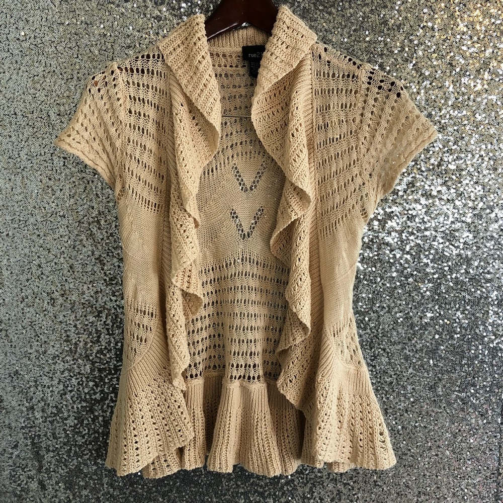 Rue21 Tan Crochet Cardigan—Size M